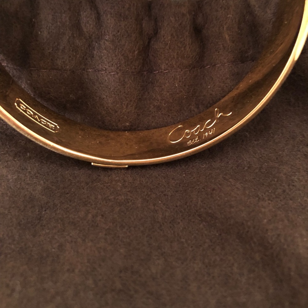 Coach Gold and Navy Signature Cuff Bracelet - Picture 4 of 6